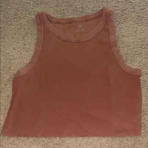 Aerie Pink Fitted Crop Tank Top